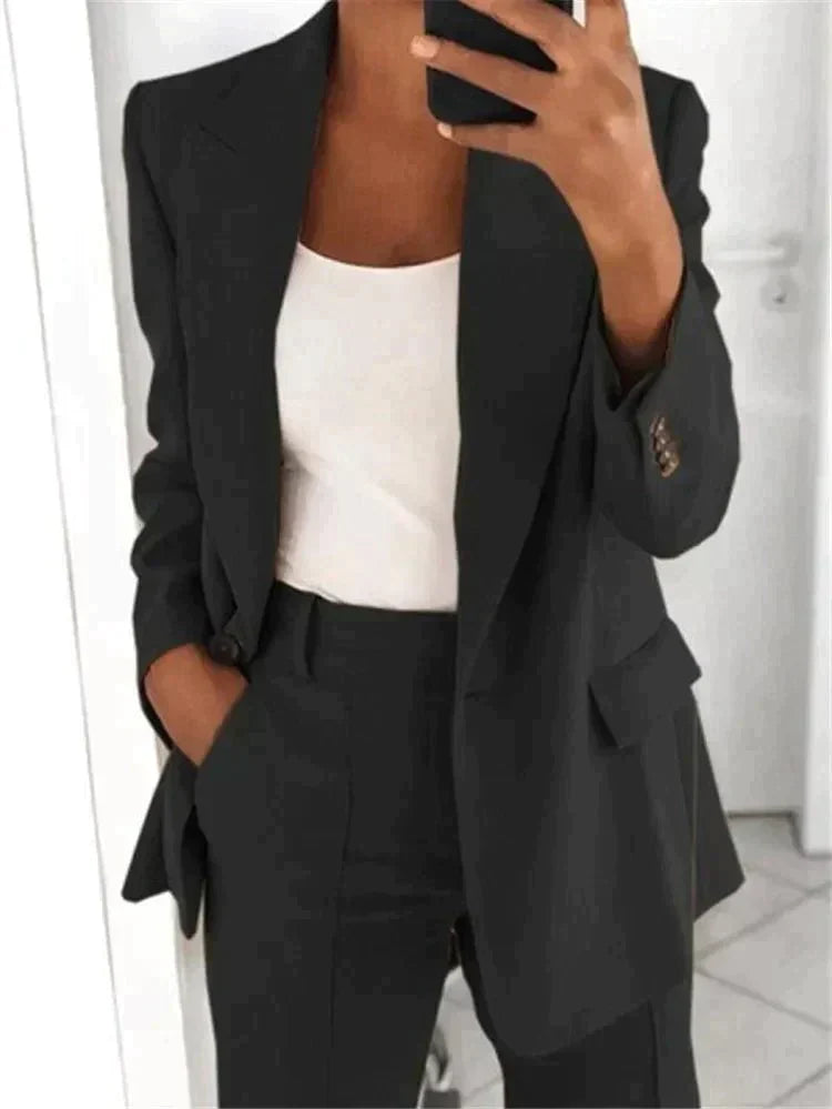 Blazer and Wide Leg Pants Two-Piece Set