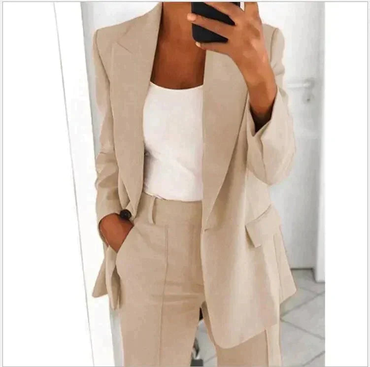 Blazer and Wide Leg Pants Two-Piece Set