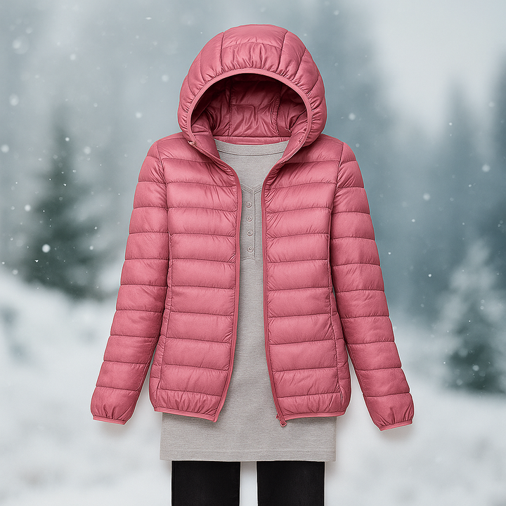 Versatile Lightweight Padded Jacket with Hood - Nora