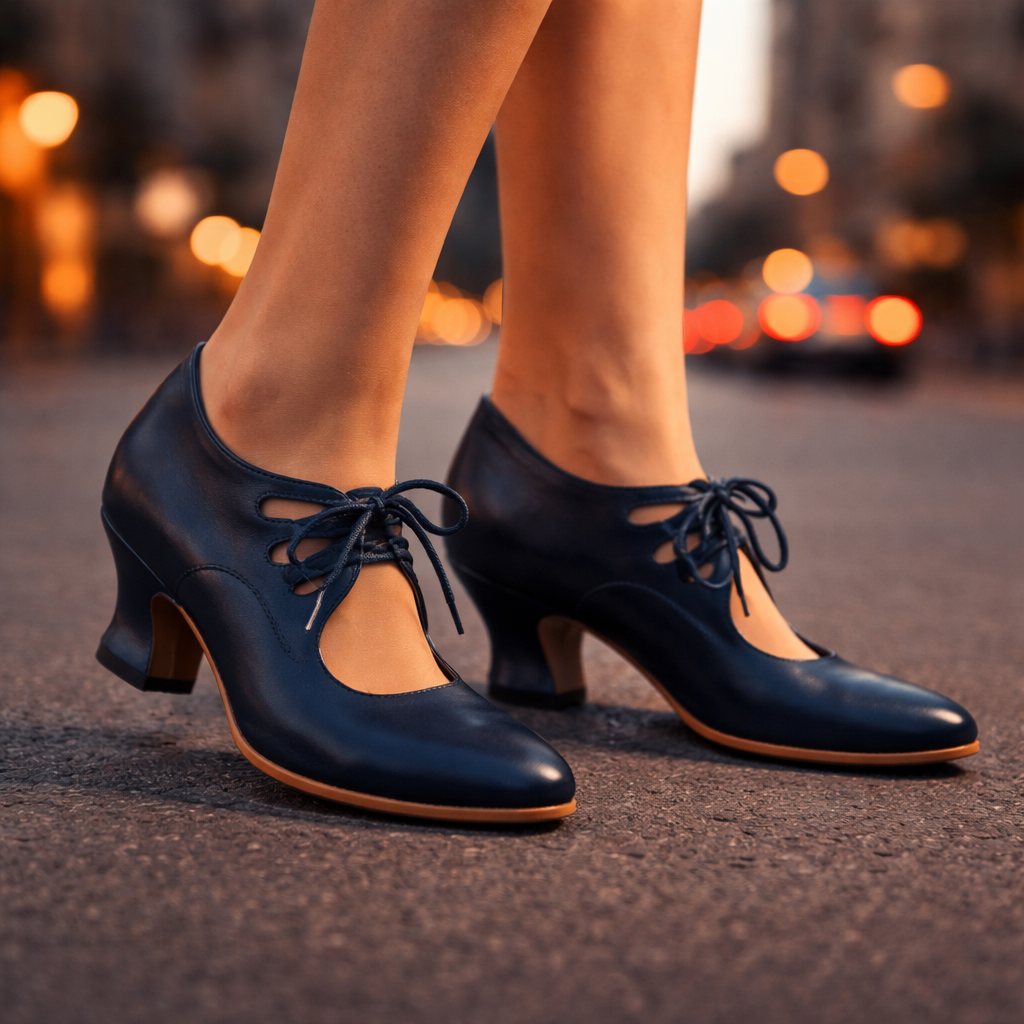 Camille Leather Lace Heels - Elena Harper