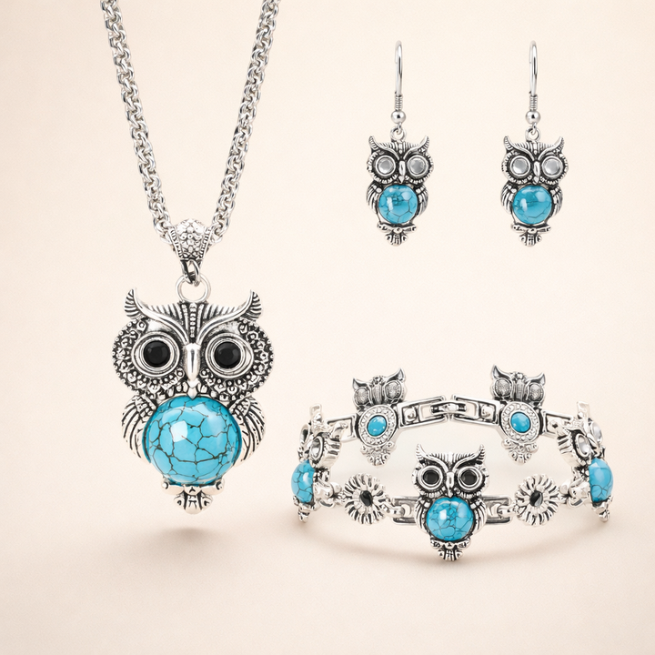 Turquoise Owl Wisdom Jewellery Set