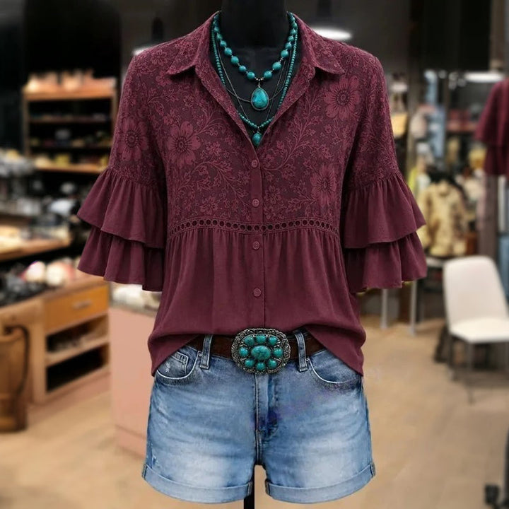 Vintage Floral Print Blouse