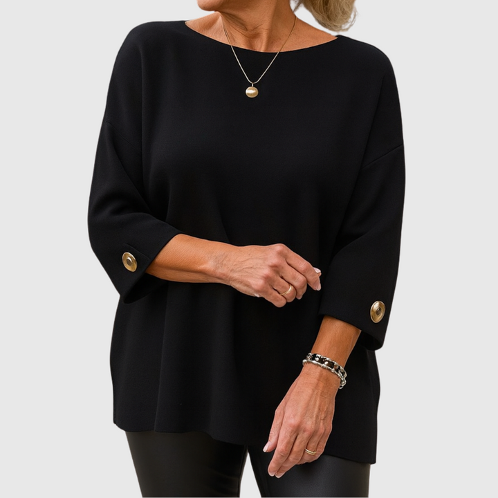 Women's Mid-Length Sleeve Sweater with Round Neck – Soft and Elegant Knit Sweater