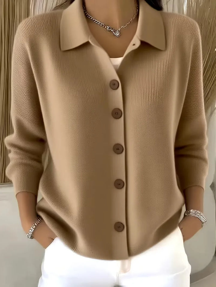 Caroline - Elegant Buttoned Cardigan with Shirt Collar