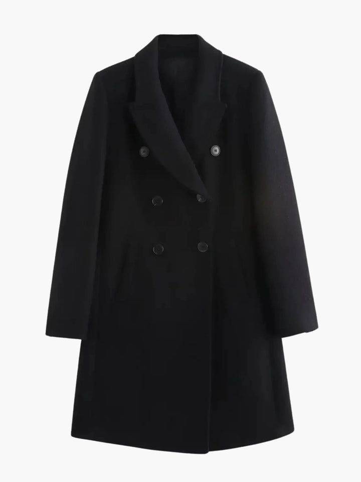 Camel Double-Breasted Wool Coat Timeless Sophistication - Elena Harper