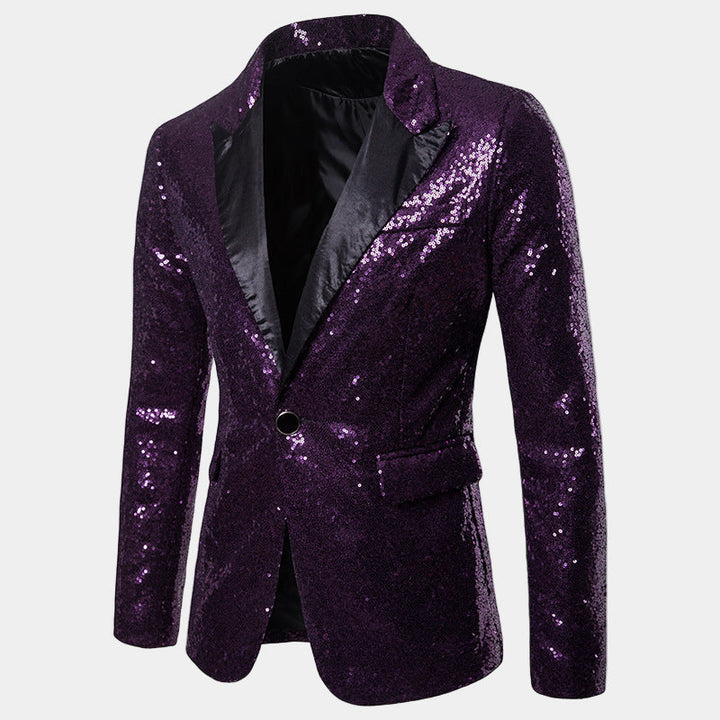 Glitter Blazer with Black Shawl Collar for Men