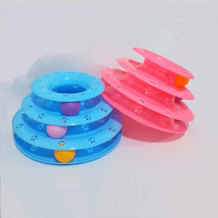 Interactive Cat Play Pyramid Toy with Colorful Balls - 3-Tiered Fun