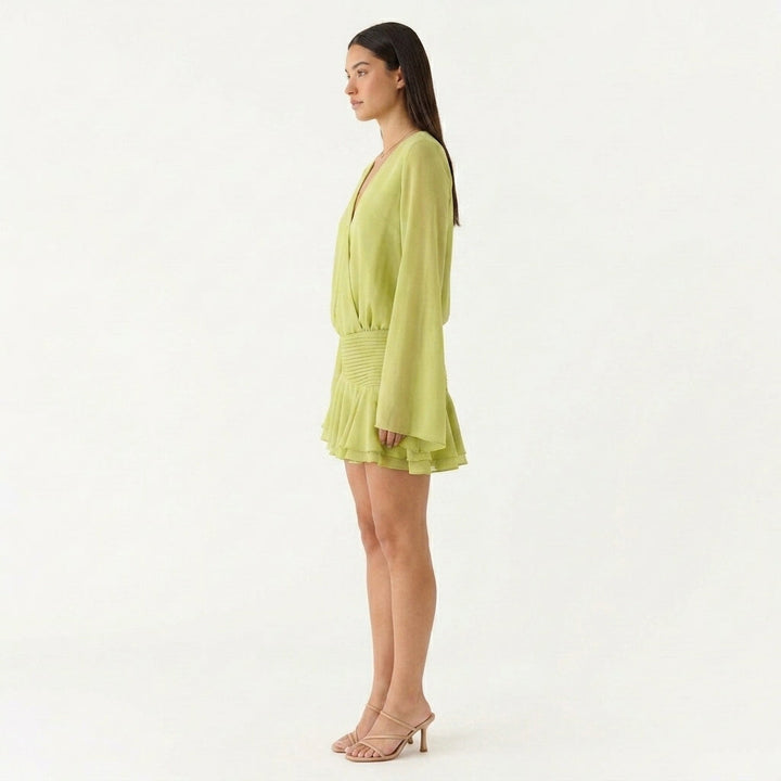 Chiffon V Neck Mini Dress Wedding Guest Summer Outfit