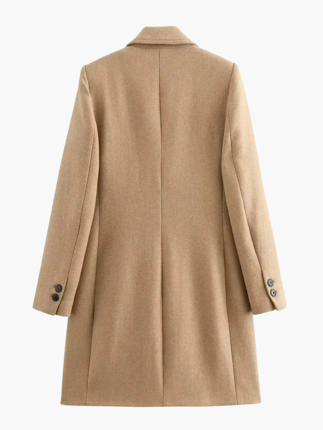 Camel Double-Breasted Wool Coat Timeless Sophistication - Elena Harper
