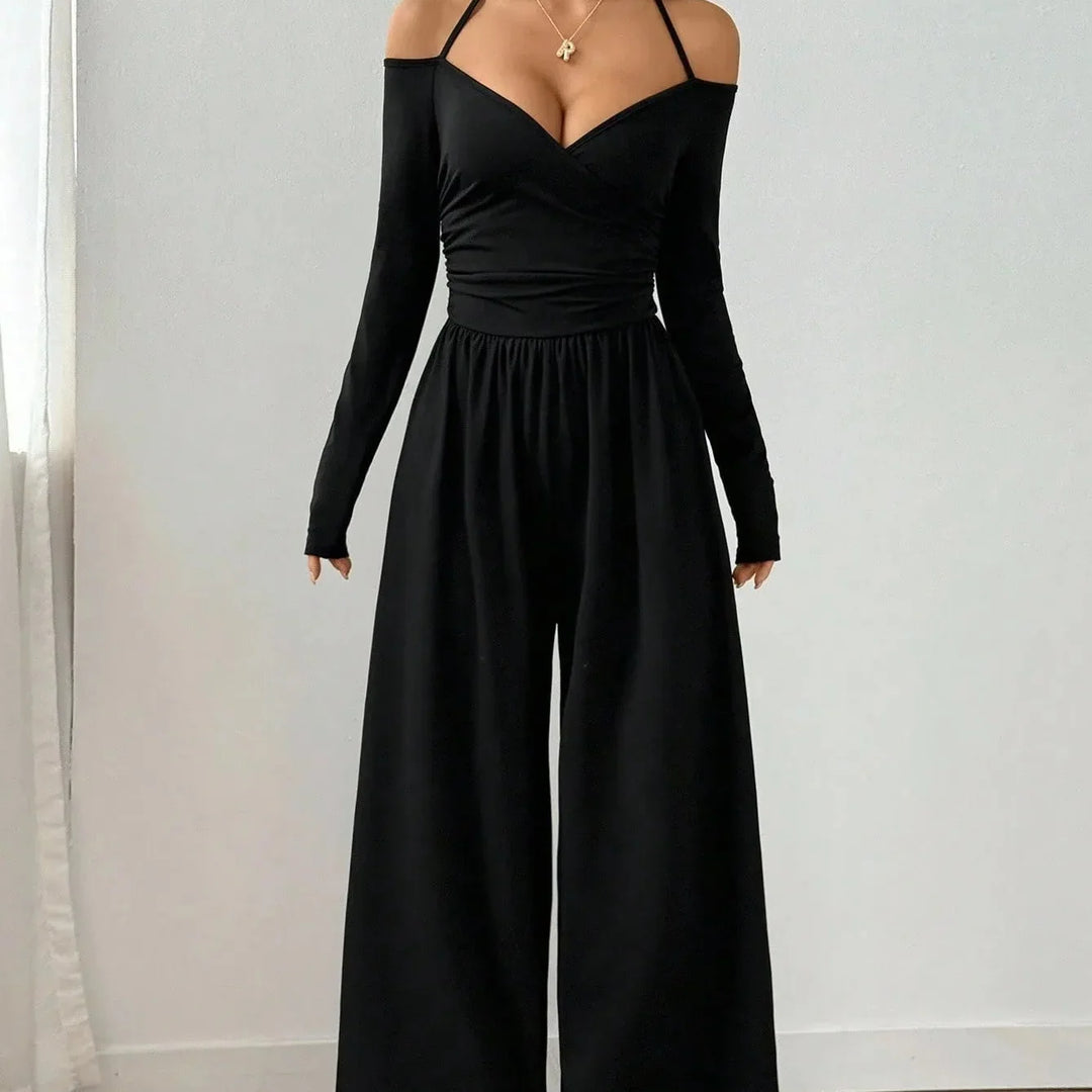 Elara – Off-Shoulder Wrap Wide-Leg Jumpsuit