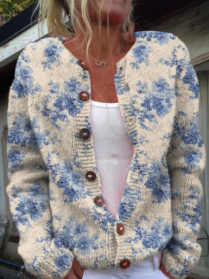Daysie Vintage Print Cardigan Sweater - Elena Harper