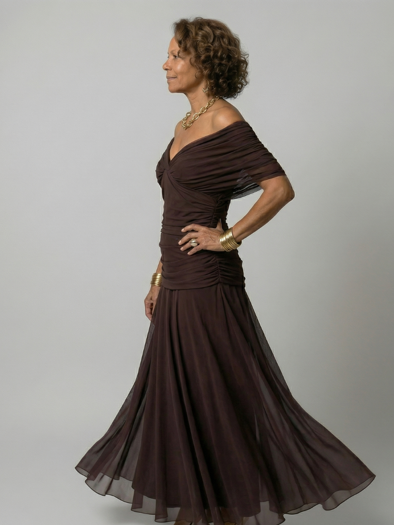 Calen Off Shoulder Flow Midi Dresses - Elena Harper