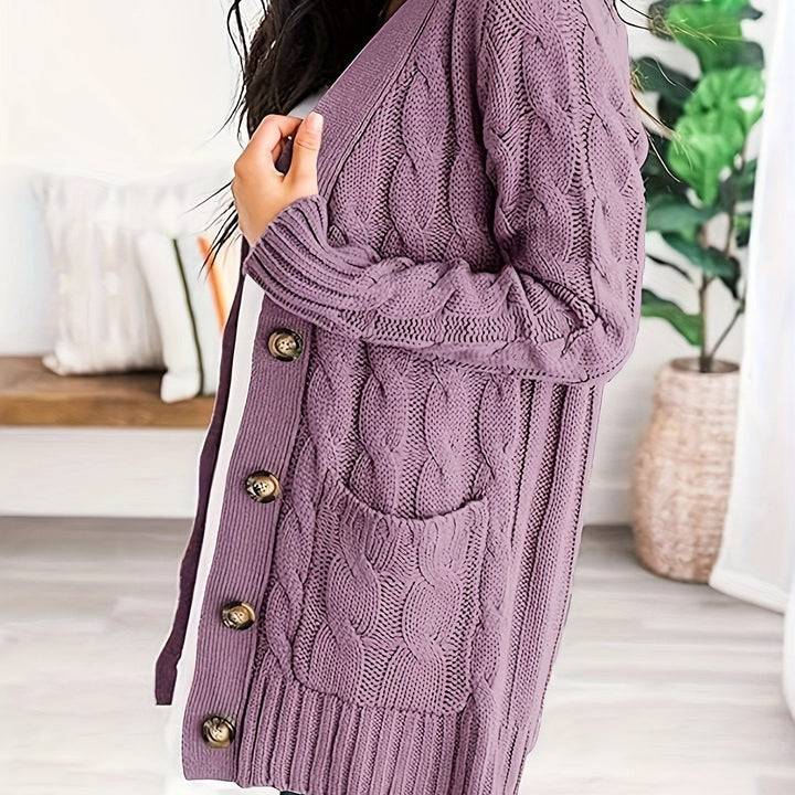 Caroline - Elegant Twisted Cardigan with Patch Pockets