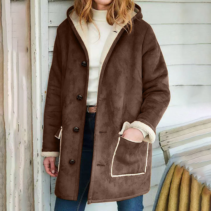 Women's Soft Suede Effect Coat with Fleece Interior - Irmela