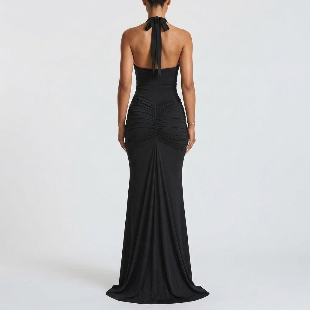 Black Halter Maxi Dress Evening