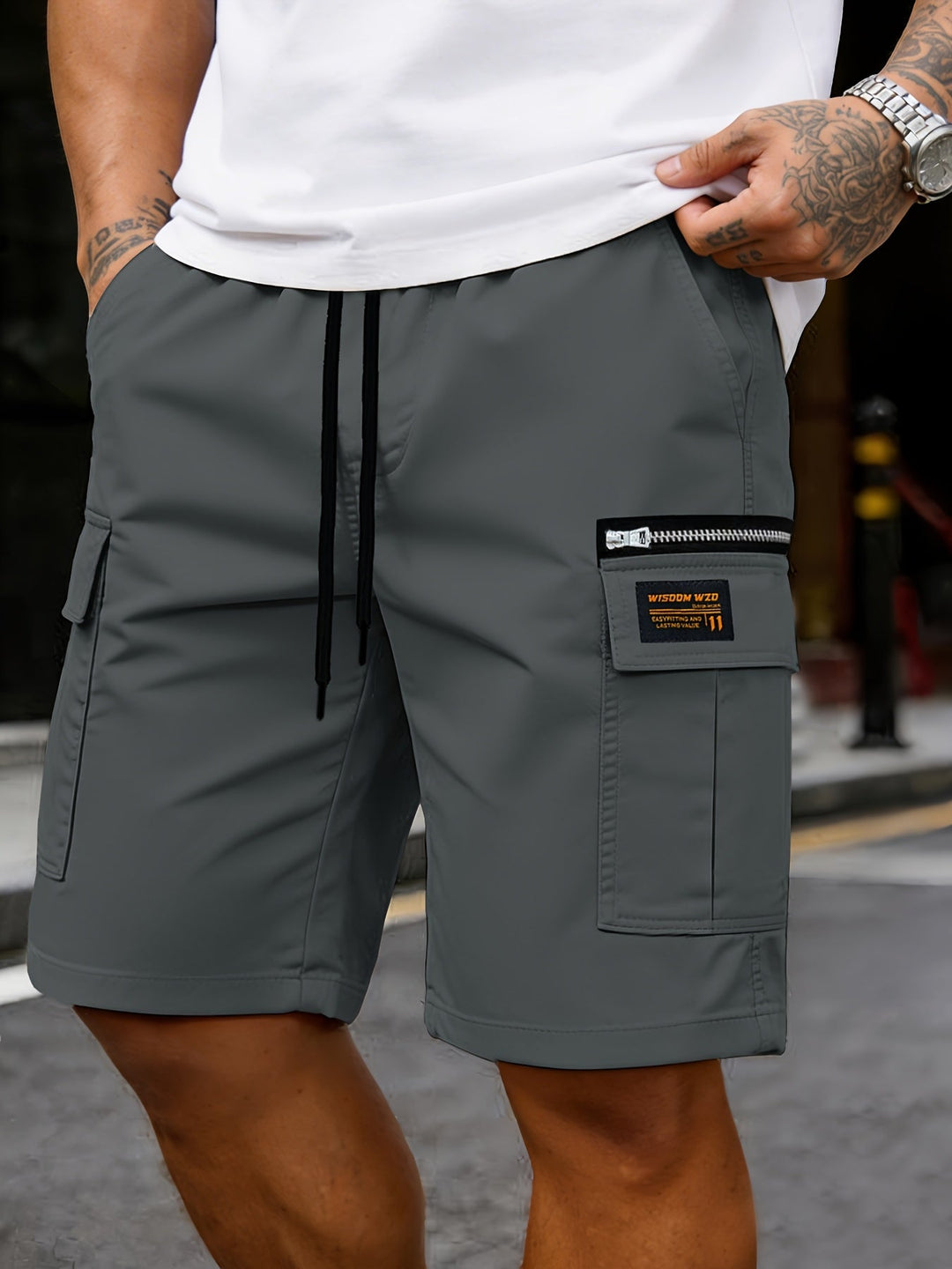 Men's Cargo Shorts with Drawstring and Side Pocket