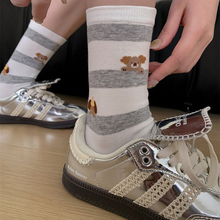 Casual Socks with Puppy Print