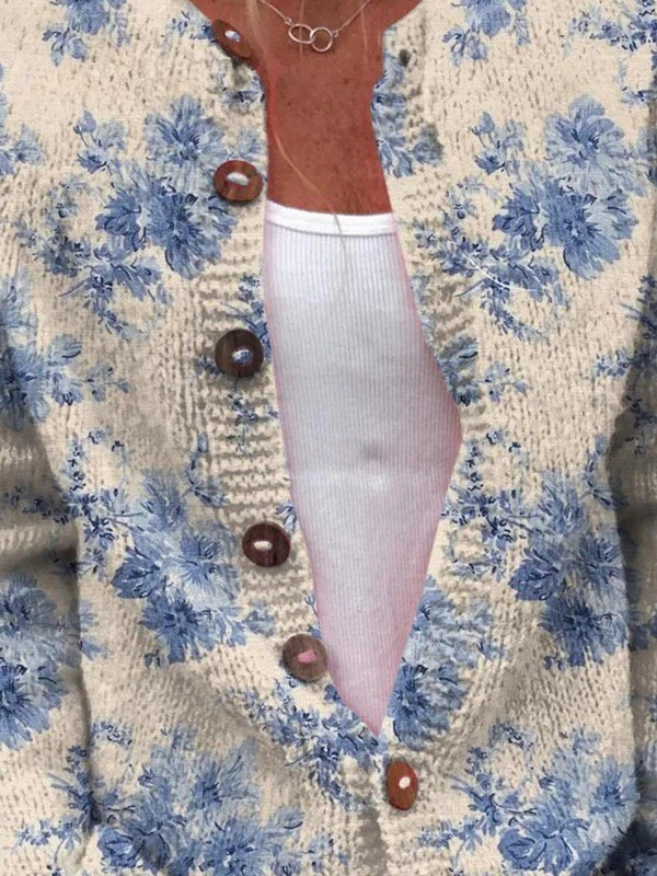Daysie Vintage Print Cardigan Sweater - Elena Harper