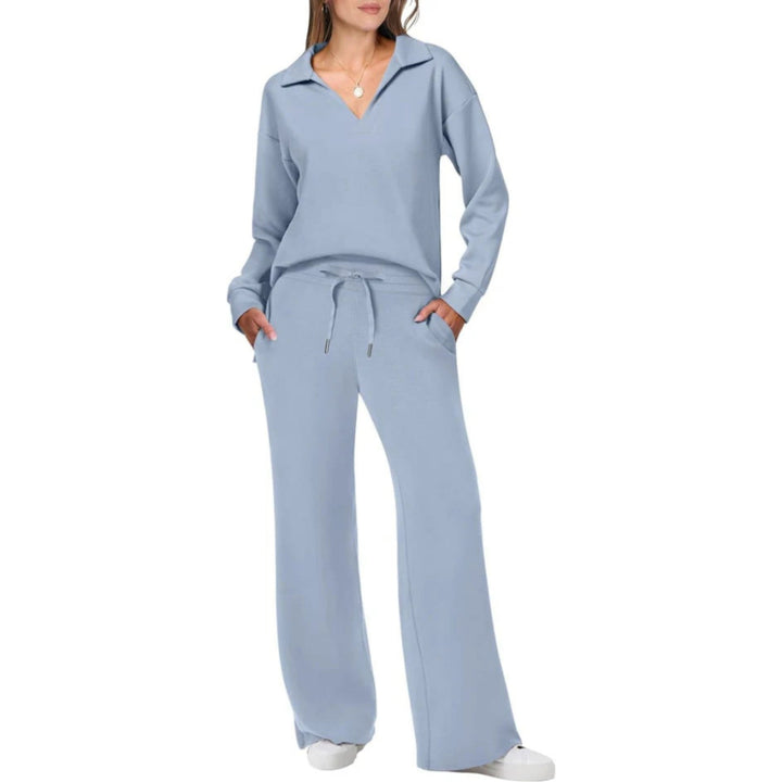 Casual Women's Two-Piece V-Neck Set – Chic and Comfortable Outfit