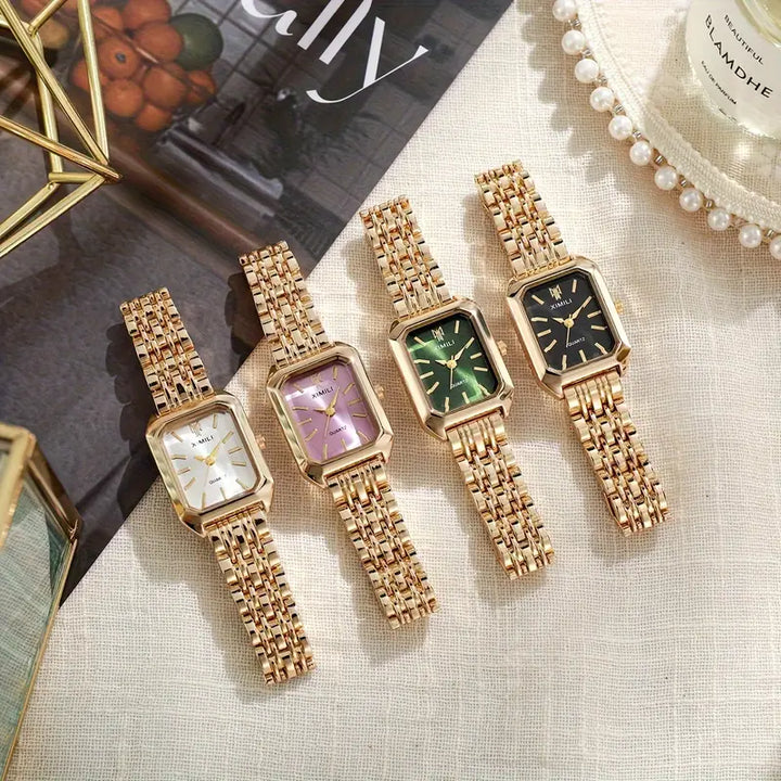 Elegant gold watch with refined links