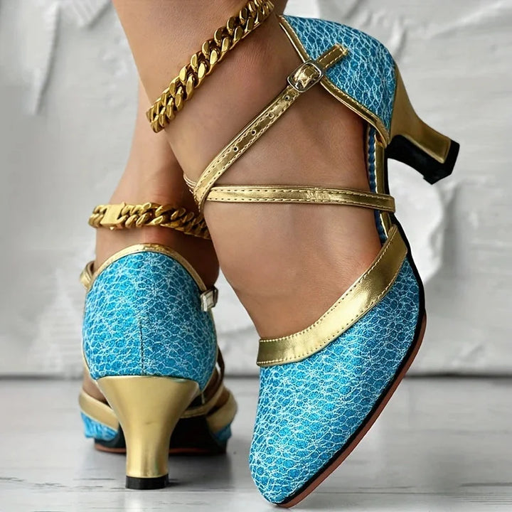 Taleia Elegant Sandal with Chunky Heel, view 3 - Elena Harper