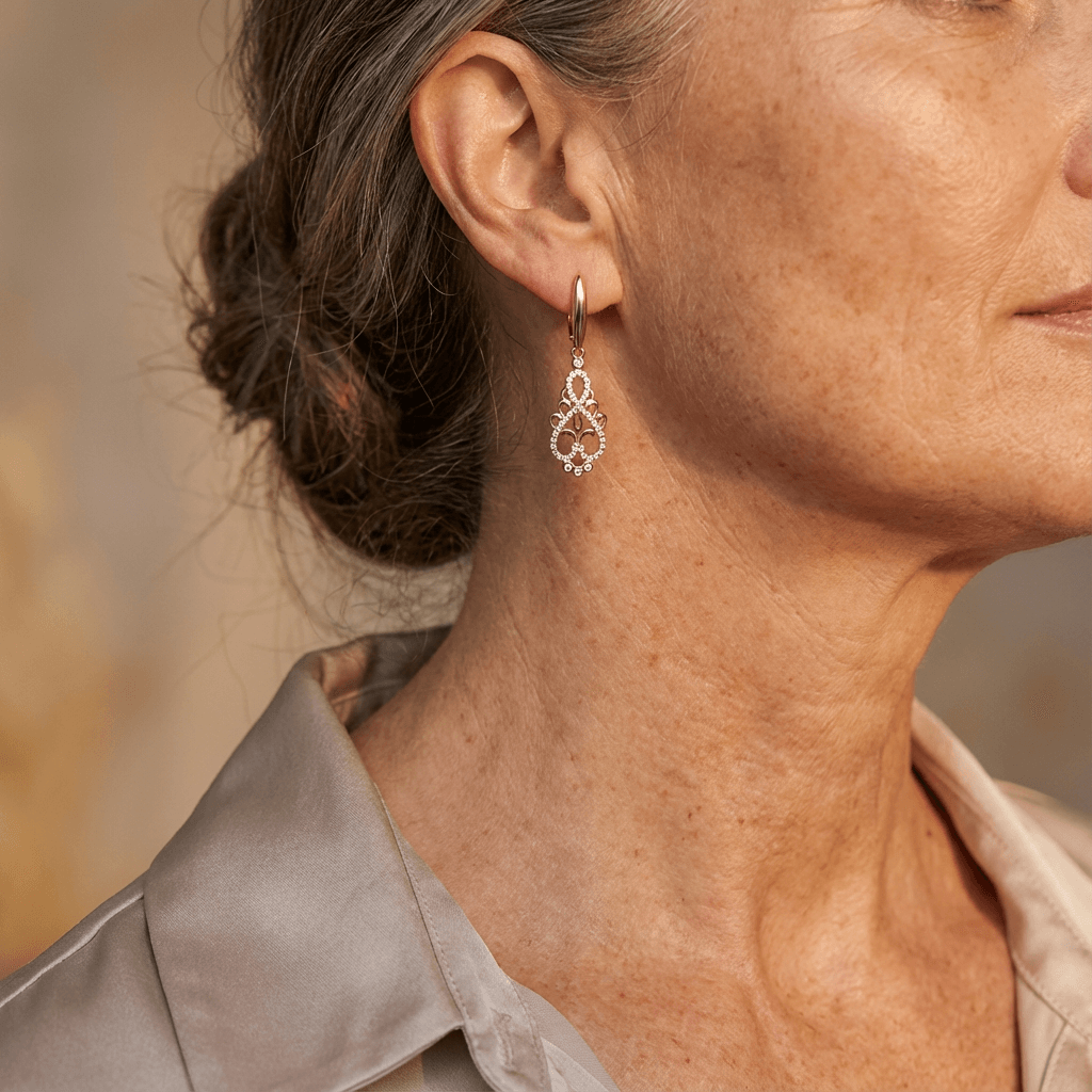 Elegant elf earrings with zirconia in gold - Elena Harper