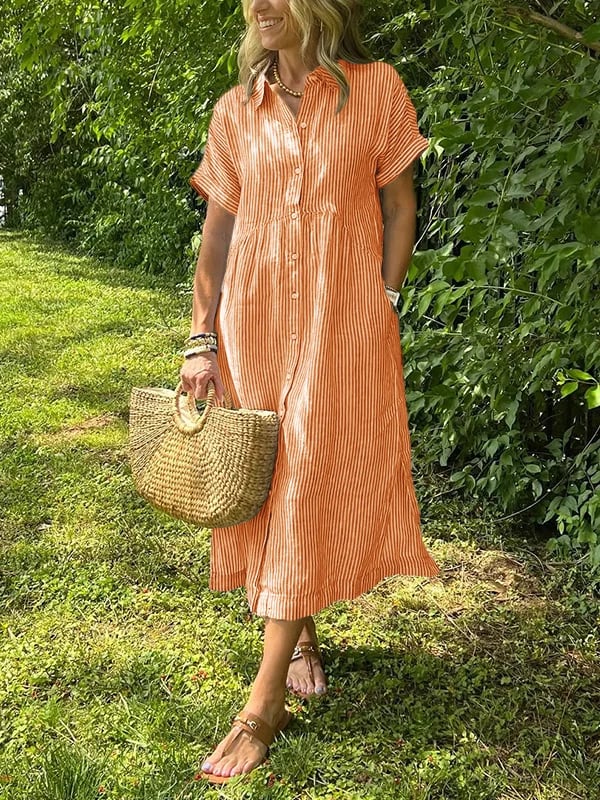 Claire Effortless Striped Shirt Dress - Elena Harper