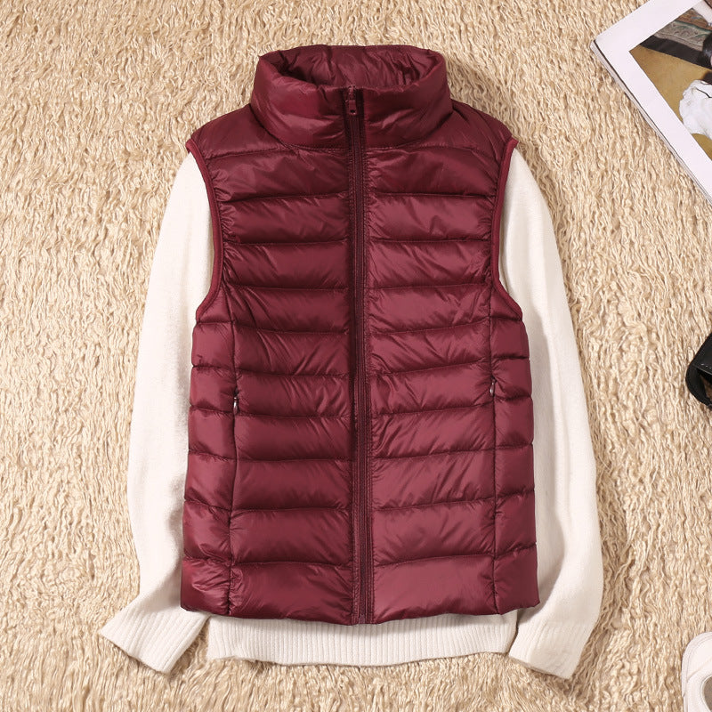 Light Pleated Vest for Women – Down Padding, Elegant