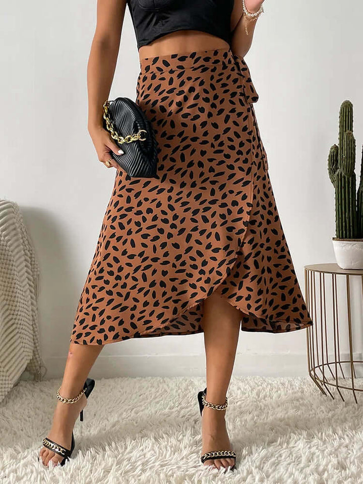 Printed Wrap Midi Skirt - Adjustable Fit