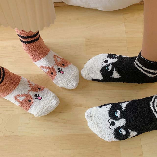 Cartoon Dog Plush Socks