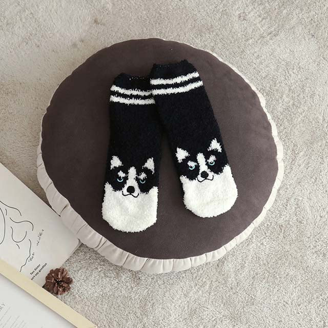 Cartoon Dog Plush Socks