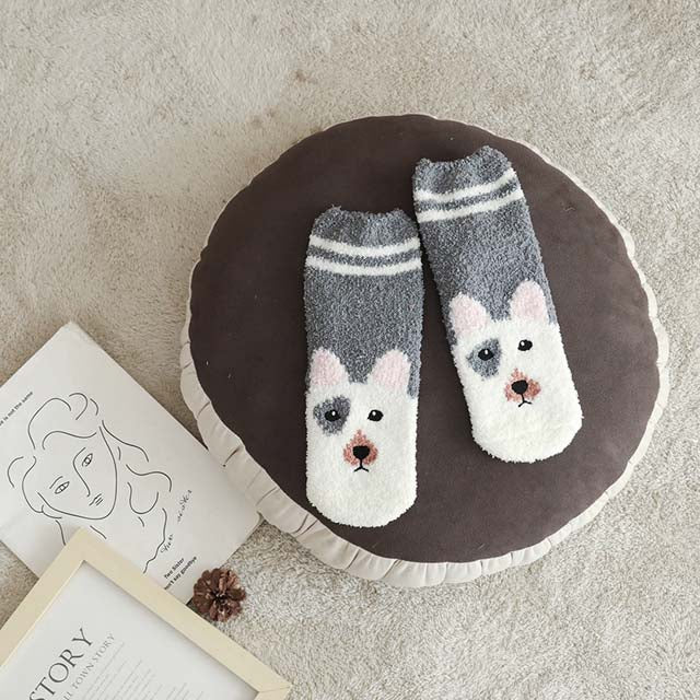 Cartoon Dog Plush Socks