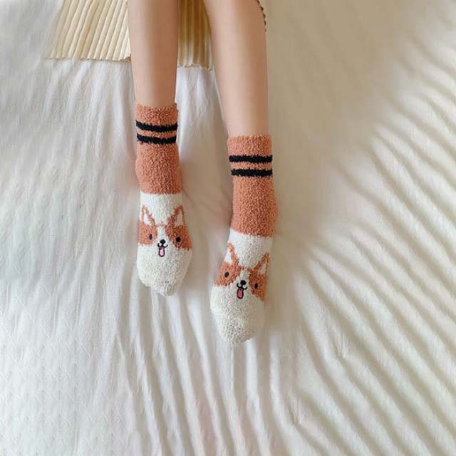 Cartoon Dog Plush Socks