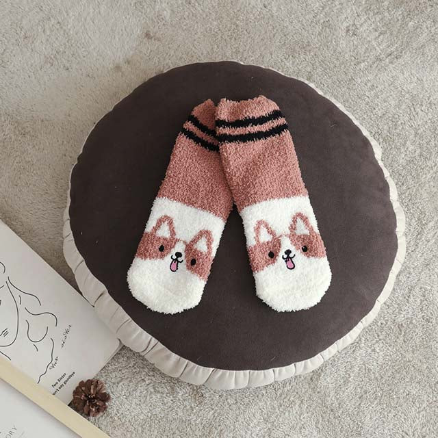 Cartoon Dog Plush Socks