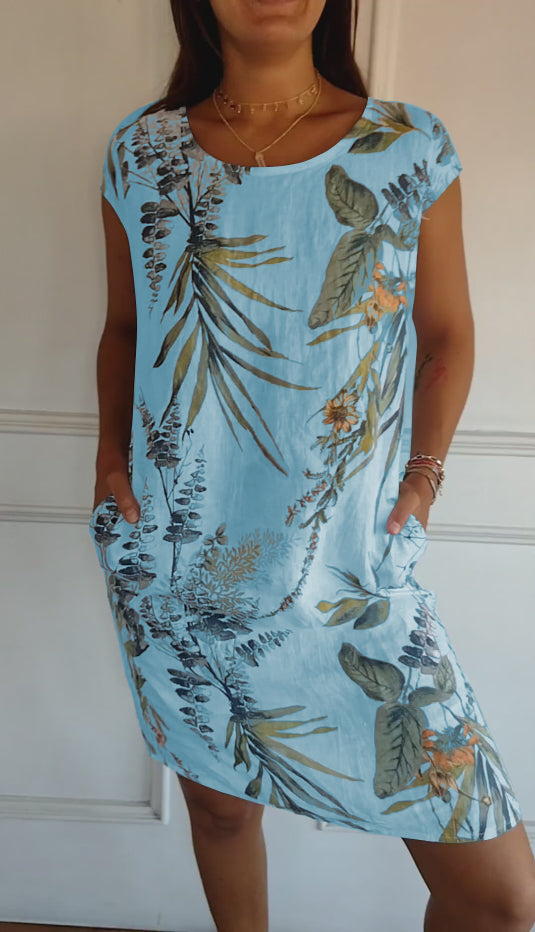 Angela | Women's Casual Autumn Dress with Leaf Pattern