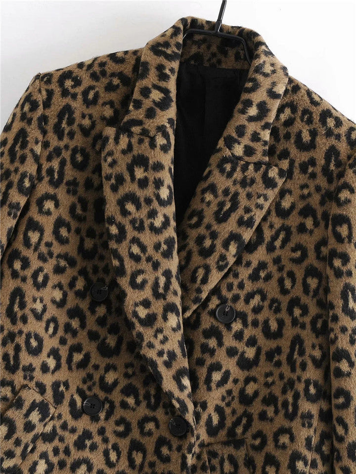 Straight Cut Leopard Print Women's Coat - Frida