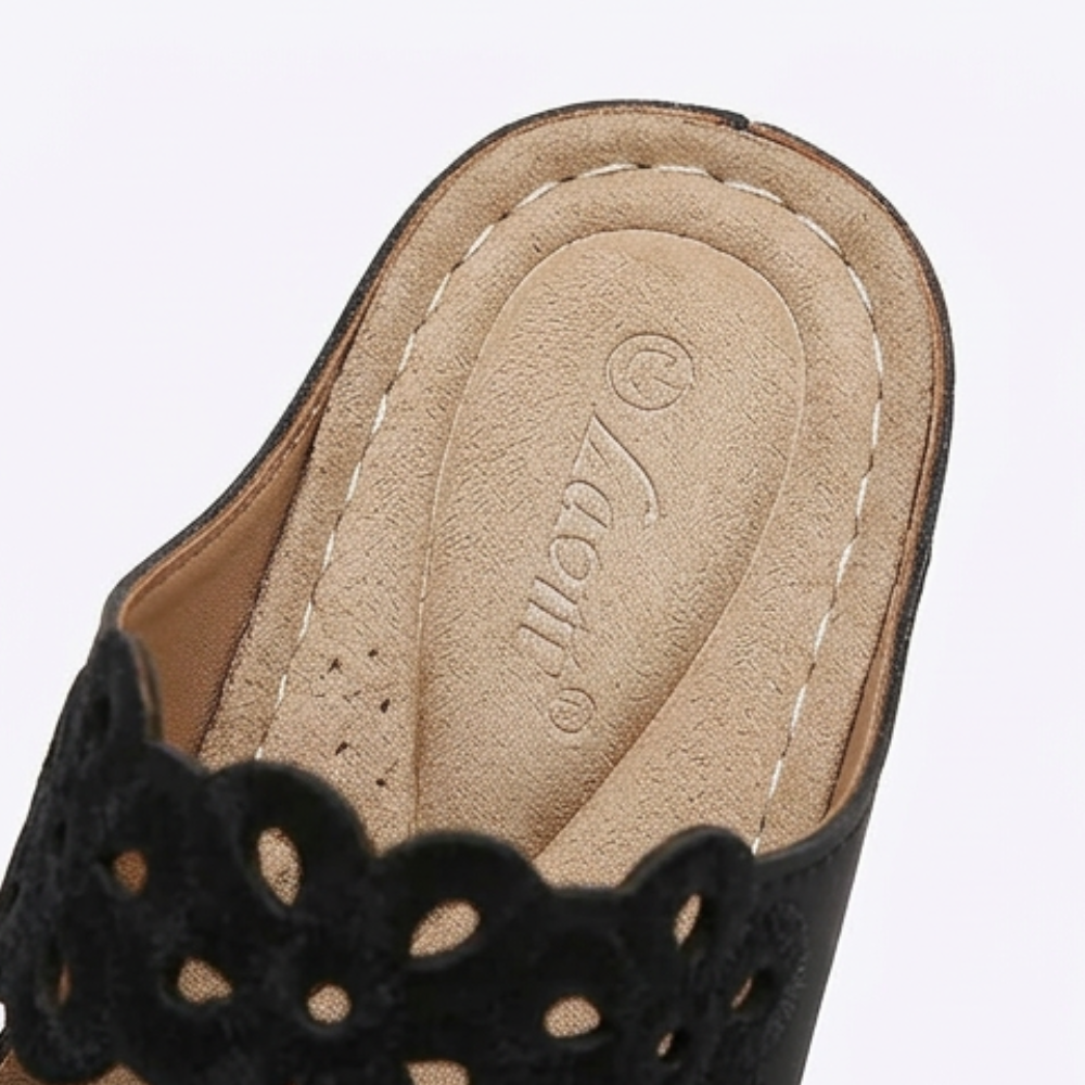 BreezeWalk Cushioned Floral Wedge Sandals - Elena Harper