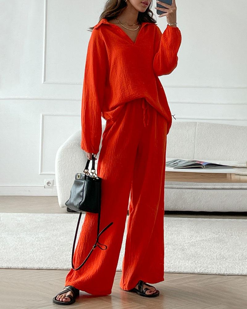 Autumn V-Neck Casual Set - Elena Harper