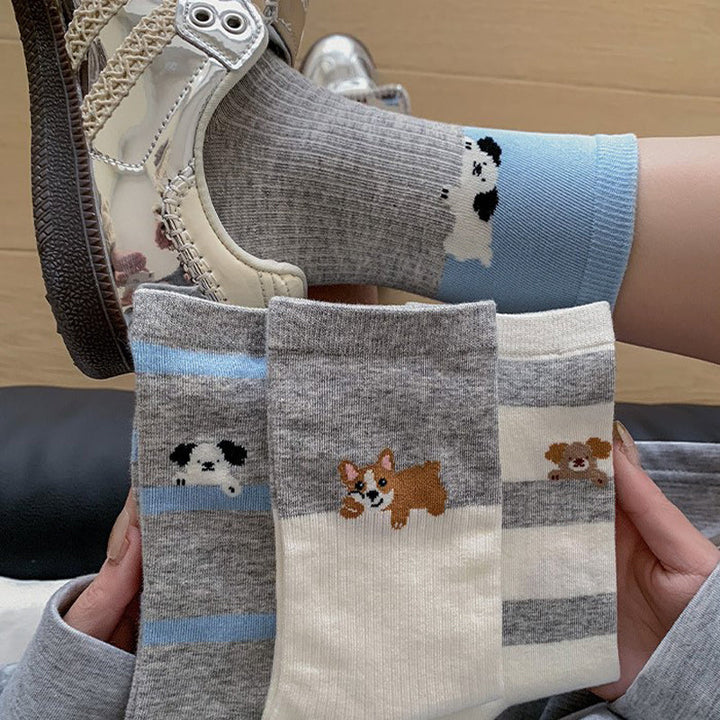 Casual Socks with Puppy Print