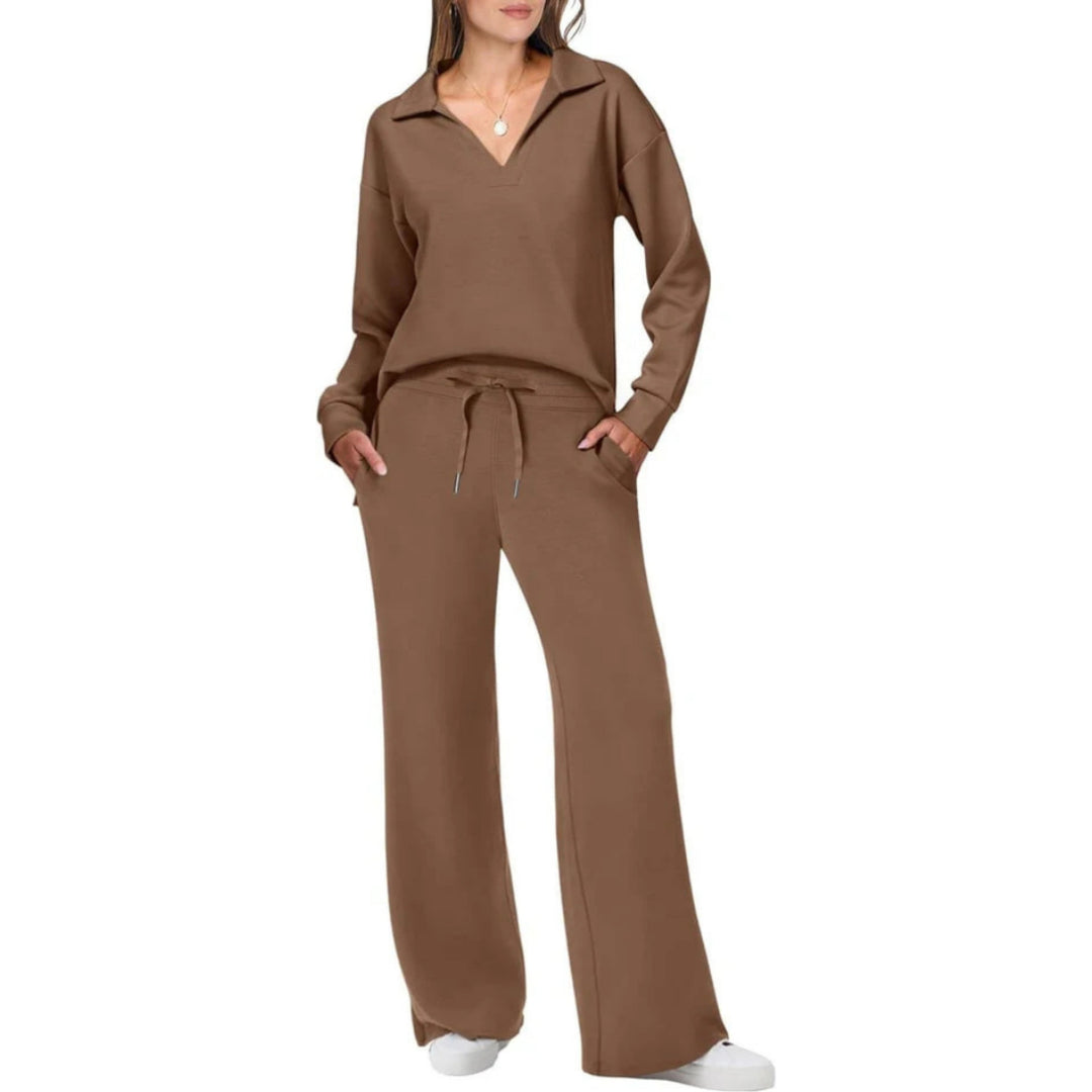 Casual Women's Two-Piece V-Neck Set – Chic and Comfortable Outfit