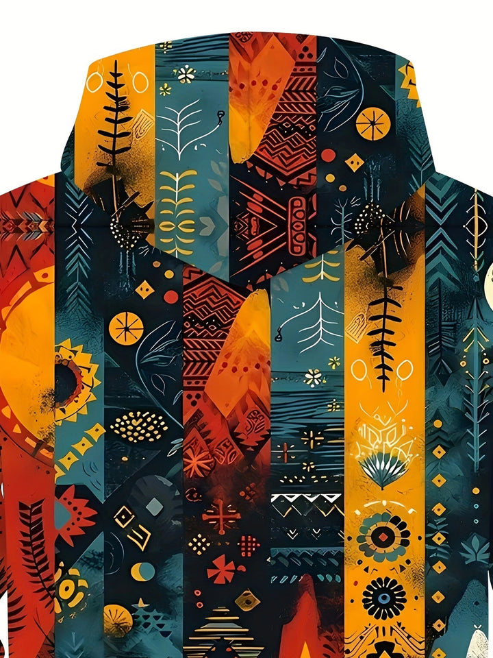 Barrett Women's Artful Print Hooded Jacket in Teal and Orange - Elena Harper