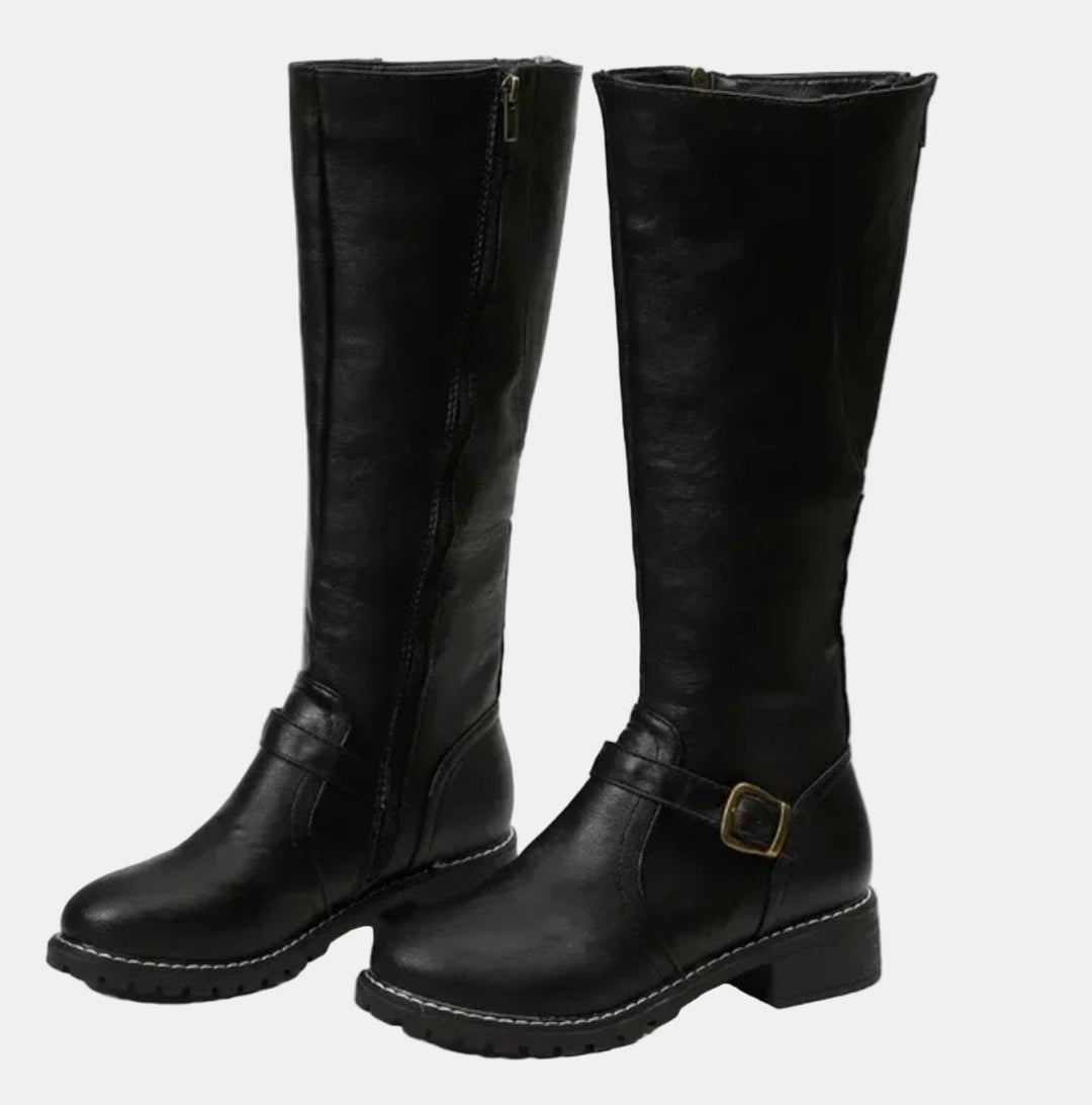 Giselle | Elegant Knee-High Riding Boots with Buckle Details