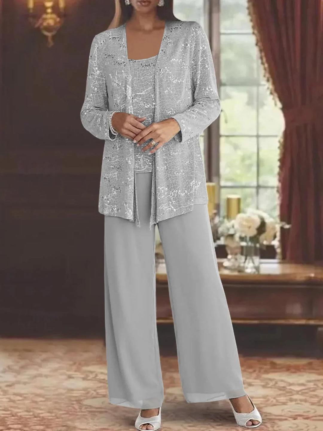 CHIFFON PANT SET FOR WOMEN