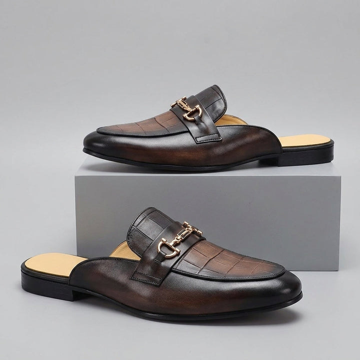 Idris Backless Leather Shoes, view 7 - Elena Harper