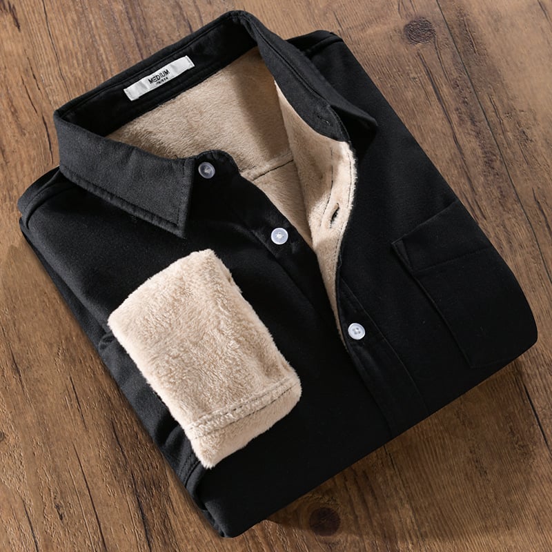 Men's Long Sleeve Shirt with Thick Structure and Pocket Detail