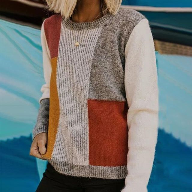 Casual Patchwork Knit Pullover