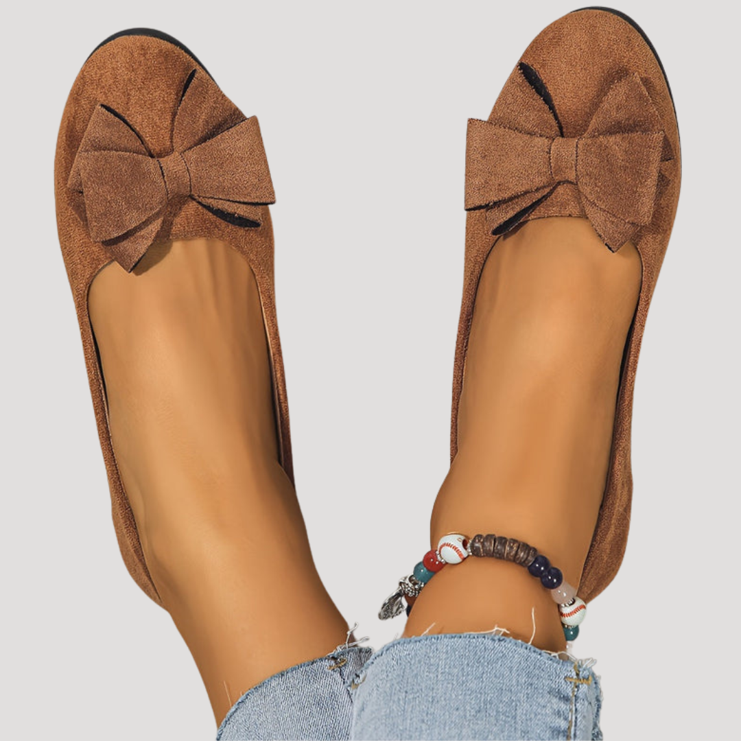Wedge Ballet Flats with Elegant Bow
