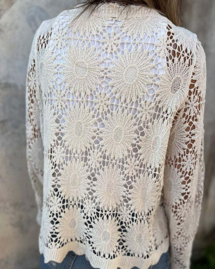 NALIE - Crochet Lace Button Cardigan