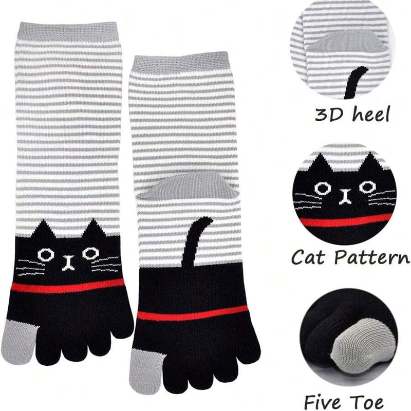 Cartoon Cat Five-Toe Socks
