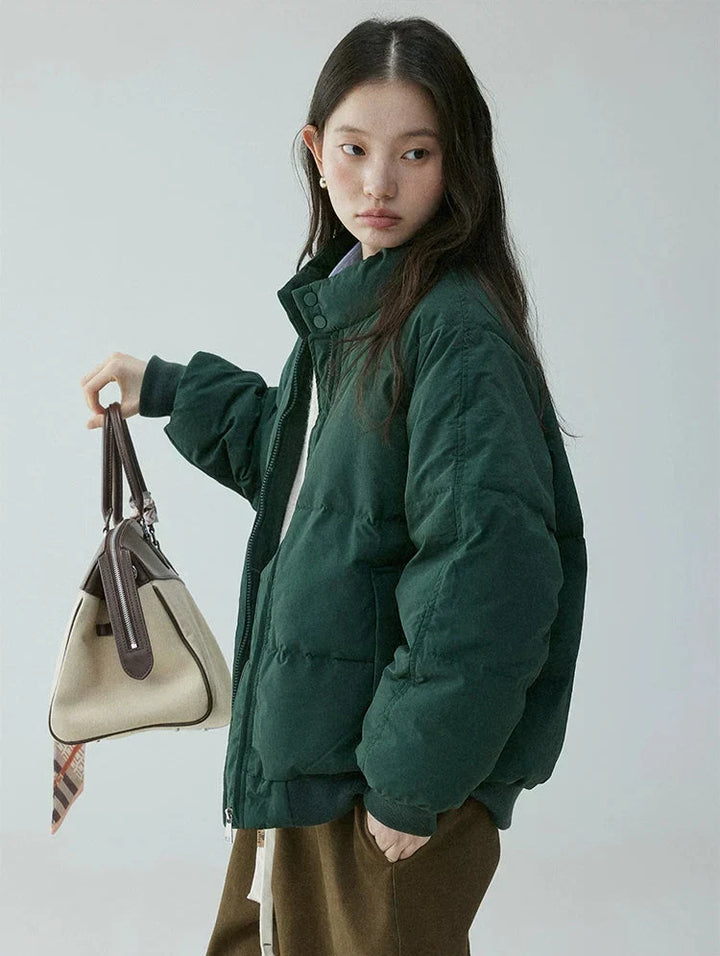 Annora Down Filled Puffer Jacket with High Stand Collar for Women - Elena Harper